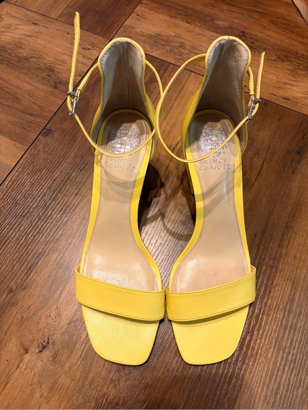 Vince Camuto Bright Yellow Open-Toe Ankle-Strap Heels